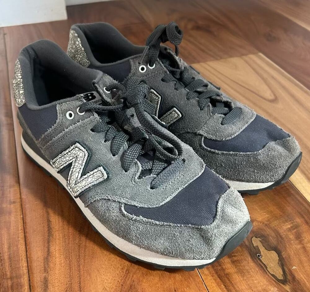 New Balance 574 Sneakers Grey Crackle Suede Women's 9.5